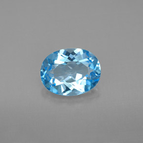 2.05 ct Swiss Blue Topaz Gemstone, Topaz Gem in Oval Facet Shape for Sale.