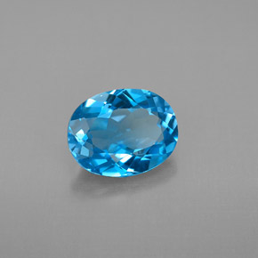 2.25 ct Blue Topaz Stone, Natural Topaz in Oval Facet Shape for Sale