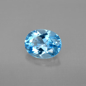 2.38 ct Blue Topaz Gemstone, Topaz Gem in Oval Facet Shape for Sale.