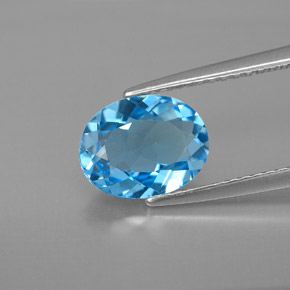 2.01 ct Blue Topaz Gemstone, Topaz Gem in Oval Facet Shape for Sale.