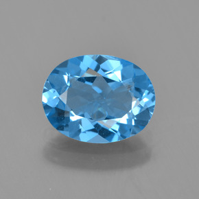 1.98 ct Blue Topaz Gemstone, Topaz Gem in Oval Facet Shape for Sale.