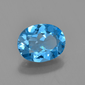 1.98 ct Blue Topaz Stone, Natural Topaz in Oval Facet Shape for Sale