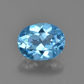 2.40 ct Blue Topaz Gemstone, Topaz Gem in Oval Facet Shape for Sale.