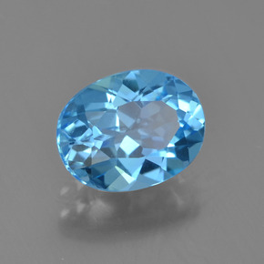 2.40 ct Blue Topaz Stone, Natural Topaz in Oval Facet Shape for Sale