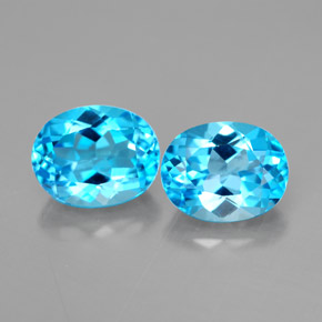 5.35 ct Blue Topaz Gemstone, Topaz Gem in Oval Facet Shape for Sale.