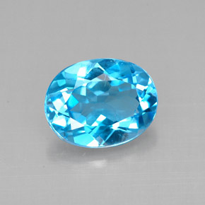 2.18 ct Blue Topaz Gemstone, Topaz Gem in Oval Facet Shape for Sale.