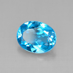 2.18 ct Blue Topaz Stone, Natural Topaz in Oval Facet Shape for Sale
