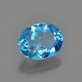 2.26 ct Blue Topaz Stone, Natural Topaz in Oval Facet Shape for Sale