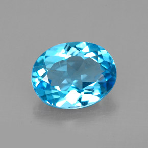2.21 ct Swiss Blue Topaz Gemstone, Topaz Gem in Oval Facet Shape for Sale.
