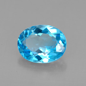 2.21 ct Swiss Blue Topaz Stone, Natural Topaz in Oval Facet Shape for Sale