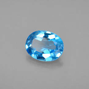 2.13 ct Blue Topaz Stone, Natural Topaz in Oval Facet Shape for Sale