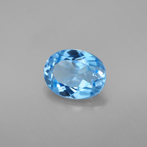 2.16 ct Blue Topaz Gemstone, Topaz Gem in Oval Facet Shape for Sale.