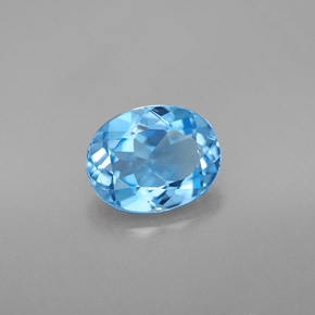 2.16 ct Blue Topaz Stone, Natural Topaz in Oval Facet Shape for Sale