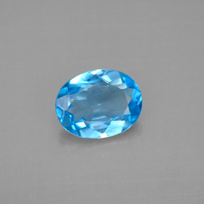 1.91 ct Blue Topaz Gemstone, Topaz Gem in Oval Facet Shape for Sale.
