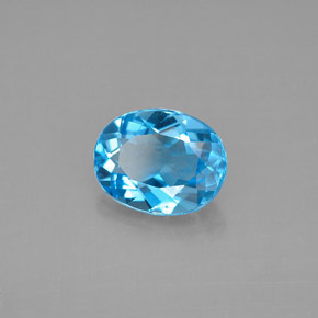 2.22 ct Blue Topaz Stone, Natural Topaz in Oval Facet Shape for Sale