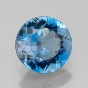 2.58 ct Blue Topaz Stone, Natural Topaz in Round Facet Shape for Sale