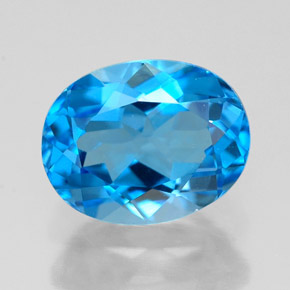 2.57 ct Blue Topaz Gemstone, Topaz Gem in Oval Facet Shape for Sale.