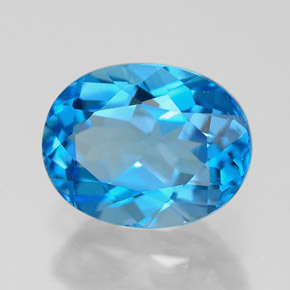 2.57 ct Blue Topaz Stone, Natural Topaz in Oval Facet Shape for Sale
