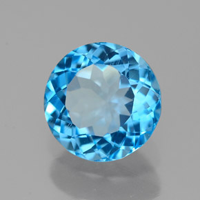 2.31 ct Blue Topaz Stone, Natural Topaz in Round Facet Shape for Sale