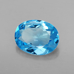 1.85 ct Blue Topaz Stone, Natural Topaz in Oval Facet Shape for Sale