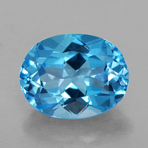 2.54 ct Blue Topaz Gemstone, Topaz Gem in Oval Facet Shape for Sale.