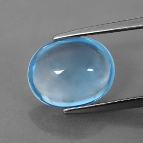 3.80 ct Blue Topaz Gemstone, Topaz Gem in Oval Cabochon Shape for Sale.