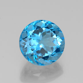 2.28 ct Blue Topaz Stone, Natural Topaz in Round Facet Shape for Sale