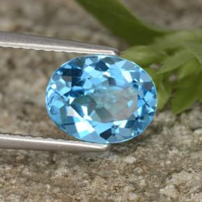 2.29 ct Blue Topaz Stone, Natural Topaz in Oval Facet Shape for Sale
