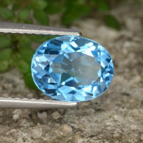 2.32 ct Blue Topaz Stone, Natural Topaz in Oval Facet Shape for Sale