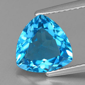 2.73 ct Blue Topaz Gemstone, Topaz Gem in Trillion Facet Shape for Sale.