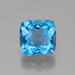 2.25 ct Blue Topaz Gemstone, Topaz Gem in Cushion-Cut Shape for Sale.
