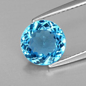 2.08 ct Blue Topaz Gemstone, Topaz Gem in Round Facet Shape for Sale.