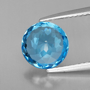 Topaz Gemstone in 8 mm (calibrated) Size for Sale, Topaz Stone in Swiss Blue Color