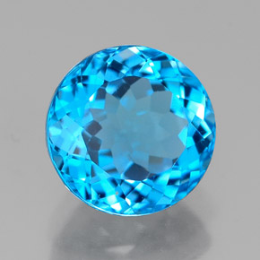 2.64 ct Blue Topaz Stone, Natural Topaz in Round Facet Shape for Sale