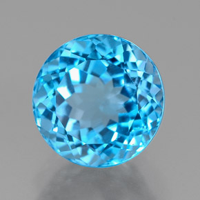 2.90 ct Blue Topaz Stone, Natural Topaz in Round Facet Shape for Sale