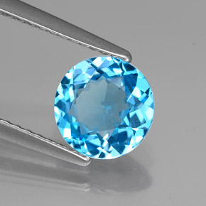1.49 ct Blue Topaz Stone, Natural Topaz in Round Facet Shape for Sale
