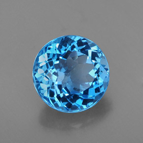 2.47 ct Blue Topaz Stone, Natural Topaz in Round Facet Shape for Sale