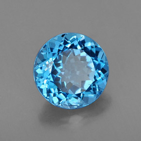 2.33 ct Blue Topaz Stone, Natural Topaz in Round Facet Shape for Sale
