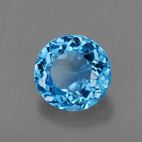 2.42 ct Blue Topaz Stone, Natural Topaz in Round Facet Shape for Sale