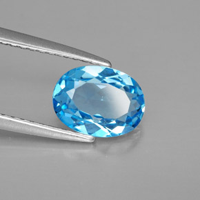 1.48 ct Blue Topaz Stone, Natural Topaz in Oval Facet Shape for Sale