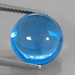 11.09 ct Blue Topaz Gemstone, Topaz Gem in Round Cabochon Shape for Sale.