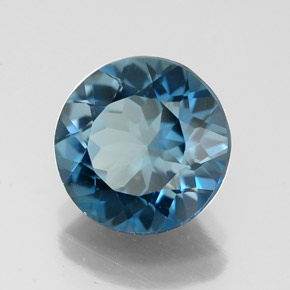 3.08 ct Blue Topaz Stone, Natural Topaz in Round Facet Shape for Sale