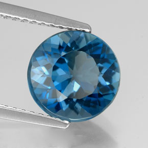 2.93 ct Blue Topaz Stone, Natural Topaz in Round Facet Shape for Sale