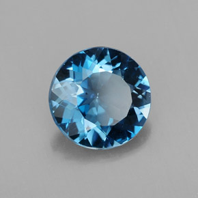 2.46 ct Blue Topaz Stone, Natural Topaz in Round Facet Shape for Sale