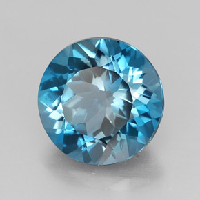 3.39 ct Blue Topaz Stone, Natural Topaz in Round Facet Shape for Sale