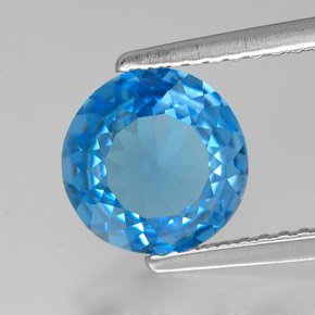 1.72 ct Blue Topaz Gemstone, Topaz Gem in Round Facet Shape for Sale.