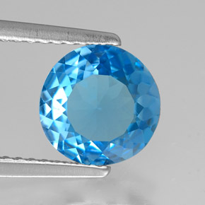 1.72 ct Blue Topaz Stone, Natural Topaz in Round Facet Shape for Sale