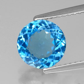 1.98 ct Blue Topaz Gemstone, Topaz Gem in Round Facet Shape for Sale.
