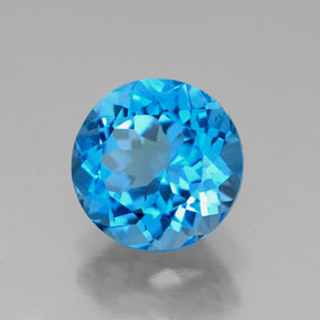 2.28 ct Blue Topaz Stone, Natural Topaz in Round Facet Shape for Sale