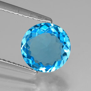 1.94 ct Blue Topaz Gemstone, Topaz Gem in Round Facet Shape for Sale.